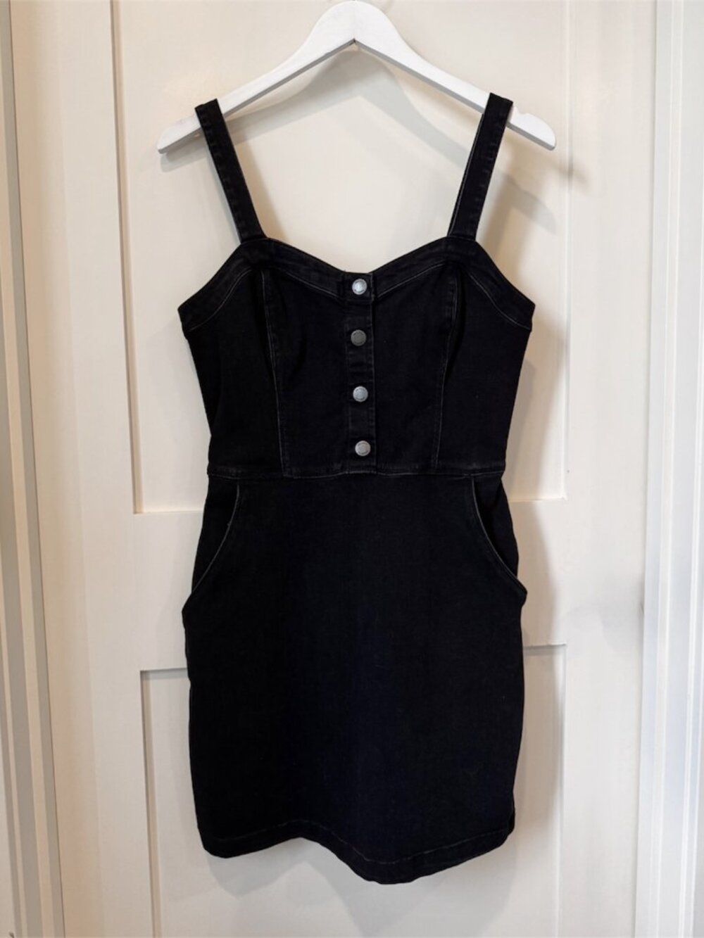 Hollister Sweetheart Denim Overall Dress - Black Wash - Size M - Like New